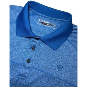 AriatTek Heat Series Polo Shirt Mens Large Blue Athletic Golf Side Panel Stretch